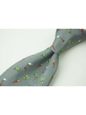 Mariano Rubinacci Gray Tropical Bird Silk Tie BRAND NEW